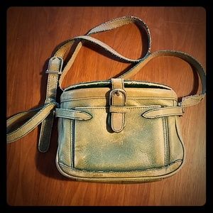 Vintage green leather crossbody purse